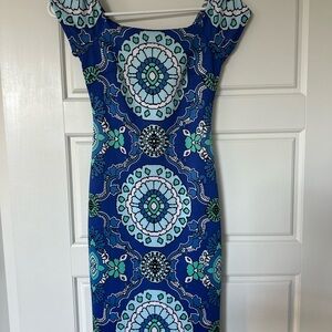 B. Darlin Elegant Blue Patterned Dress Size 3/4 (Fits like a 2!)